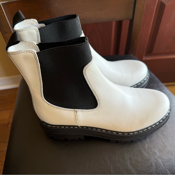 MARC FISHER BERMUDA LUG PLATFORM WHITE BOOTS STRETCHY PULL ON NEW NO TAGS 8.5 - Picture 10 of 14